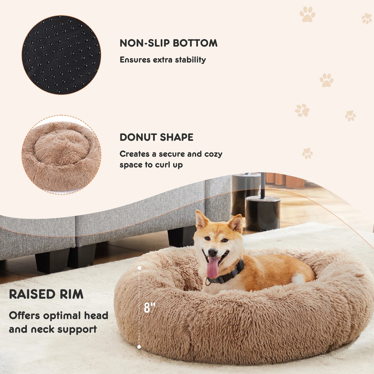 Calming Dog Bed for Small & Medium Dogs