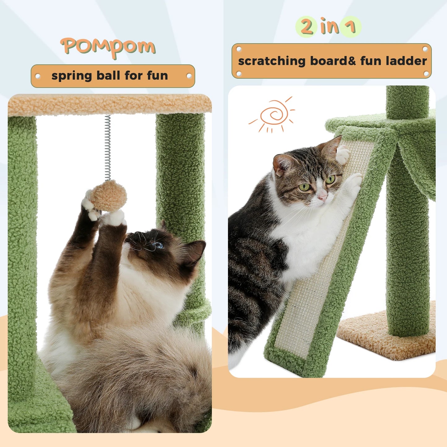 Cactus Cat Tree Floor to Ceiling Cat Tower