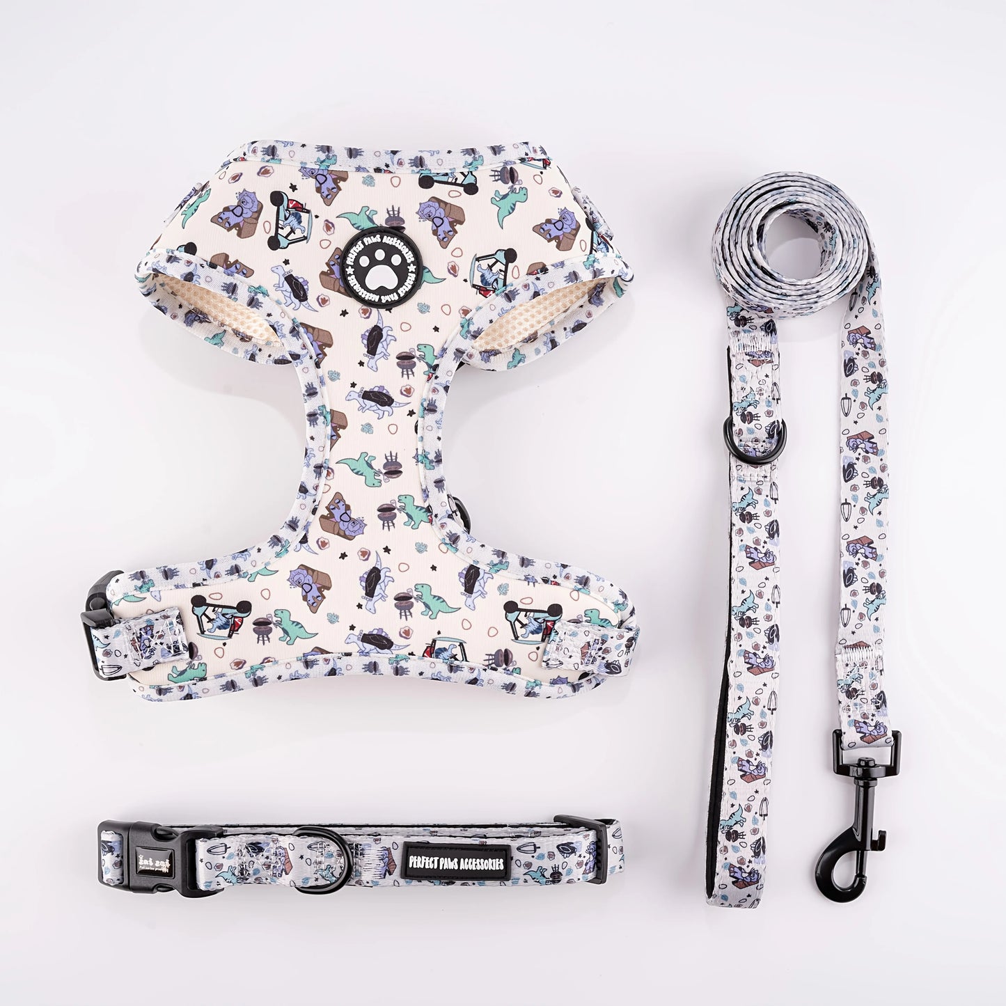 Adjustable Knit Fabric Dog Harness and Leash Set