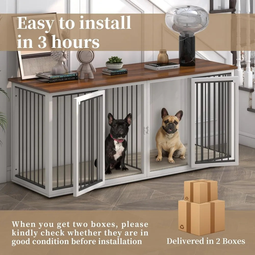 Dog Crate Furniture for 2 Dogs