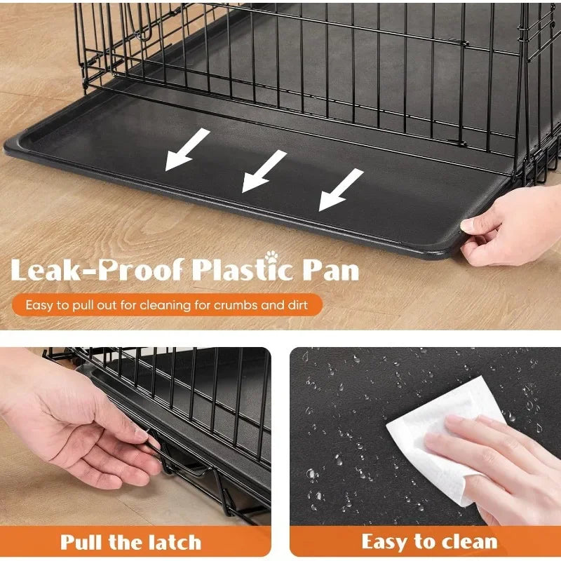 Double Door Folding Wire Dog Crate