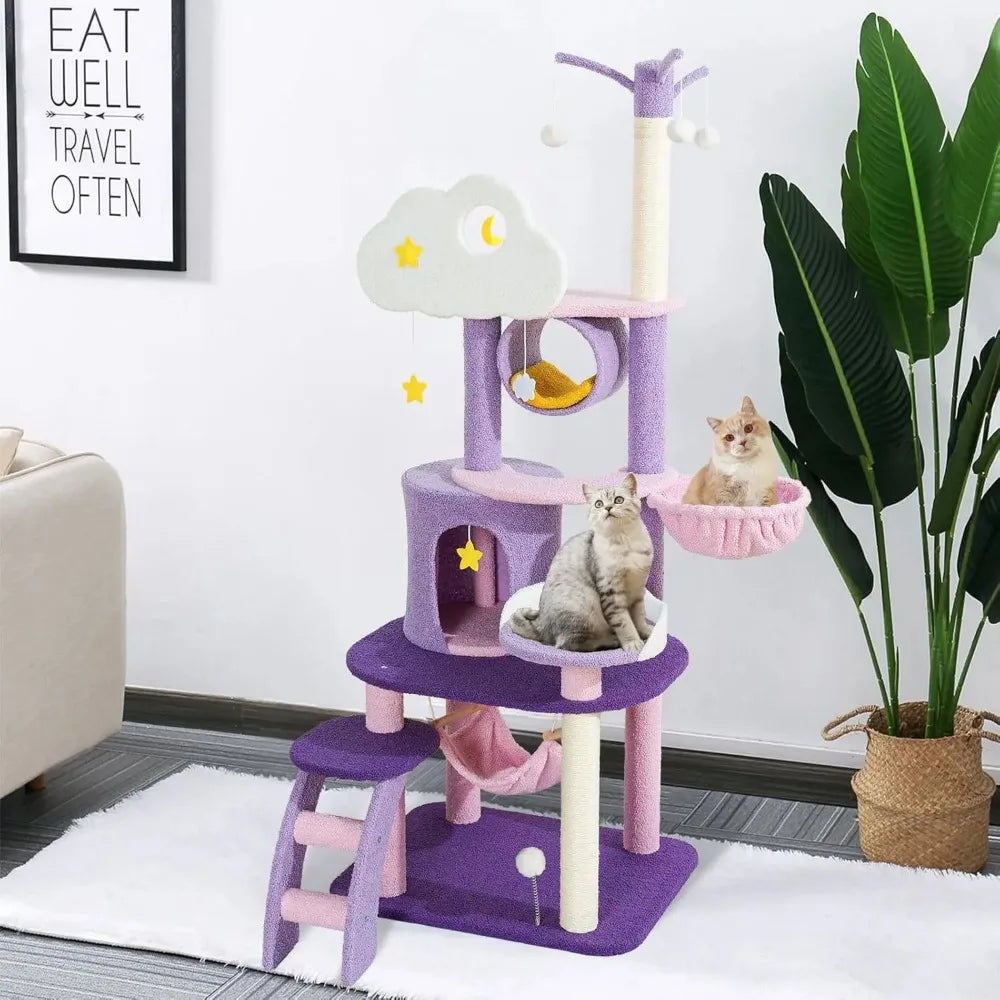 65 Inches Unique Cat Tree Mansion