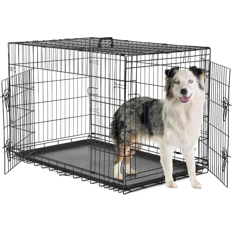Double Door Folding Wire Dog Crate