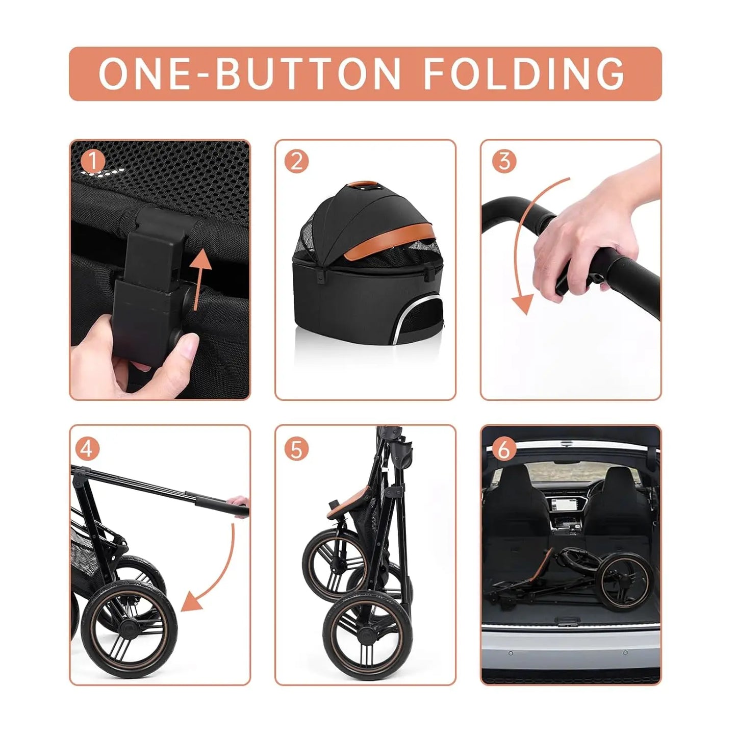 3in1 Dog Stroller for Medium/Small Dogs & Cats