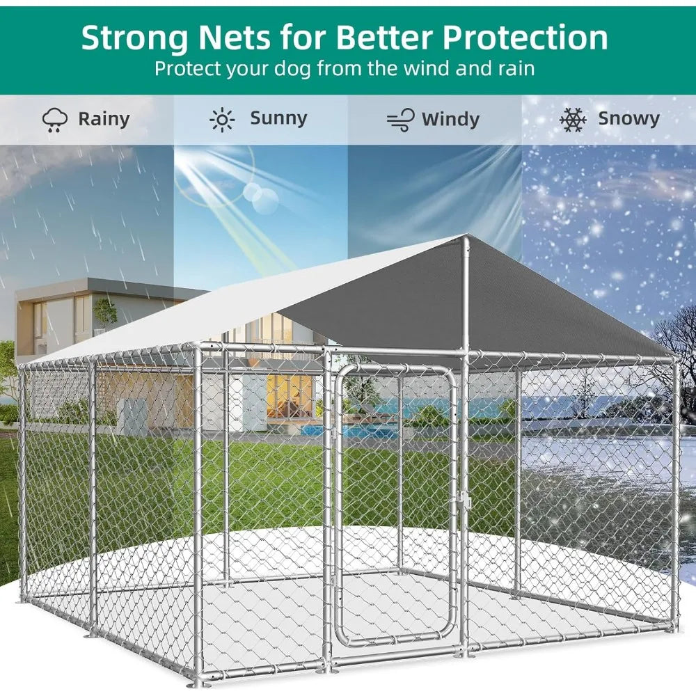 Heavy Duty Outdoor Dog Kennel with Waterproof Cover