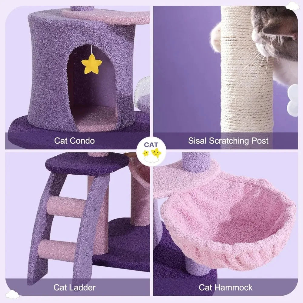 65 Inches Unique Cat Tree Mansion