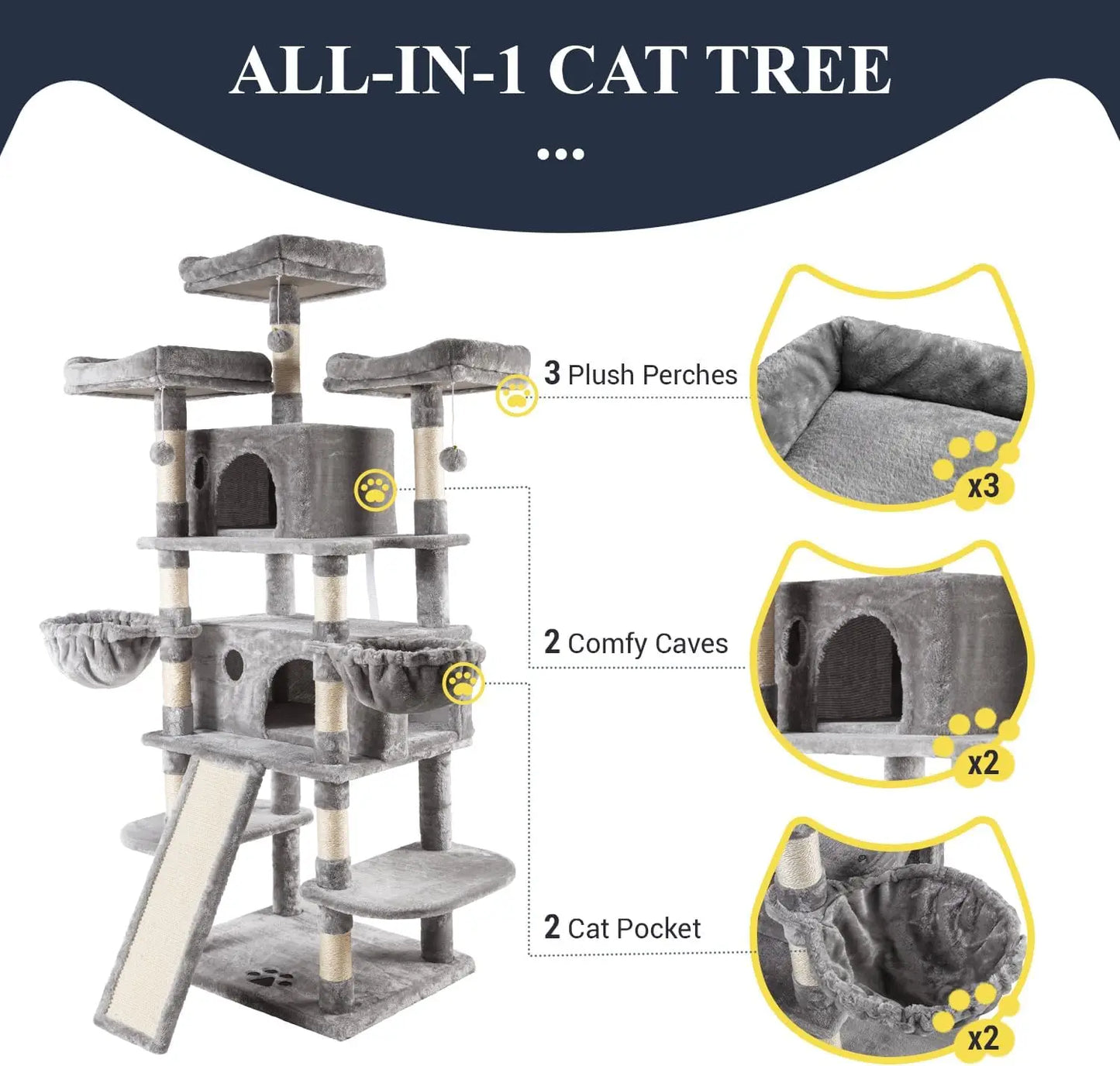 Multi-Level Cat Tree House with Condo