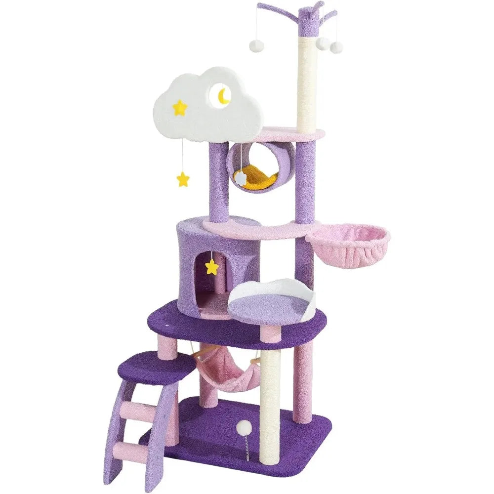 65 Inches Unique Cat Tree Mansion