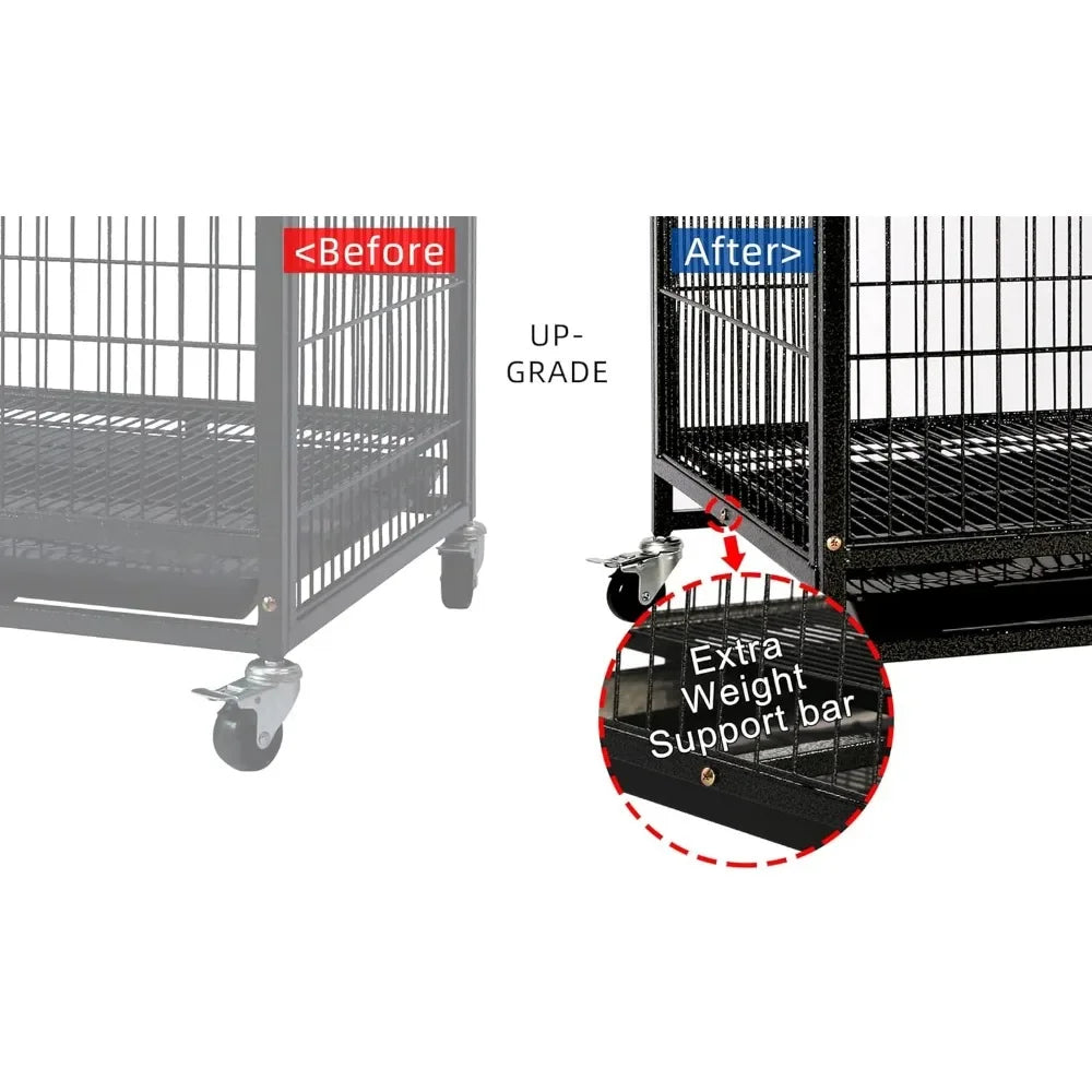 Stackable Open Top Dog Crate with Wheels