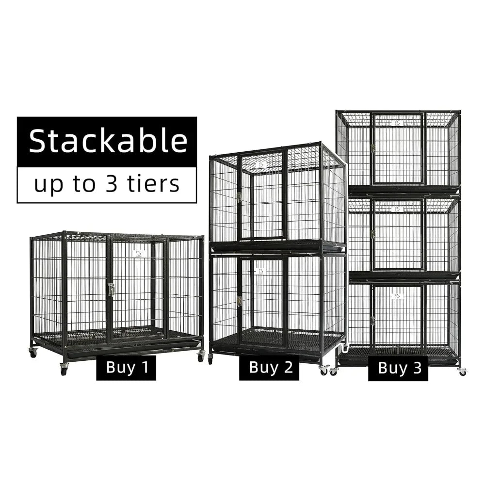 Stackable Open Top Dog Crate with Wheels