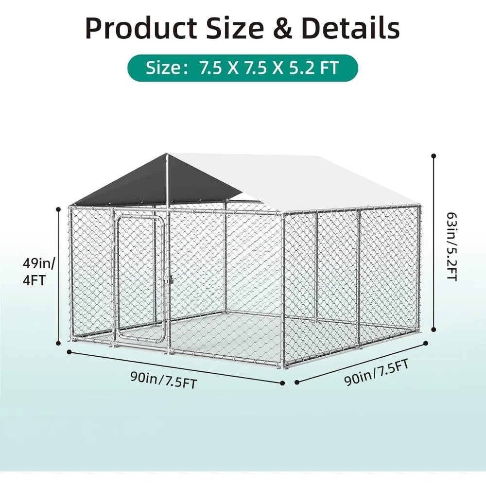 Heavy Duty Outdoor Dog Kennel with Waterproof Cover