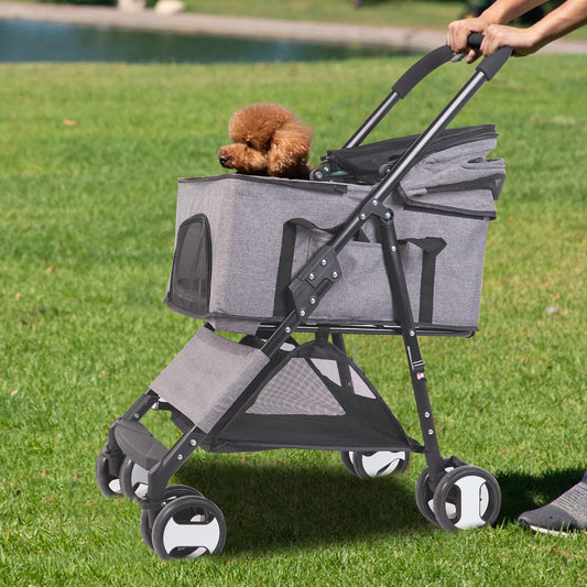 Large Pet Stroller with Detachable Carrier