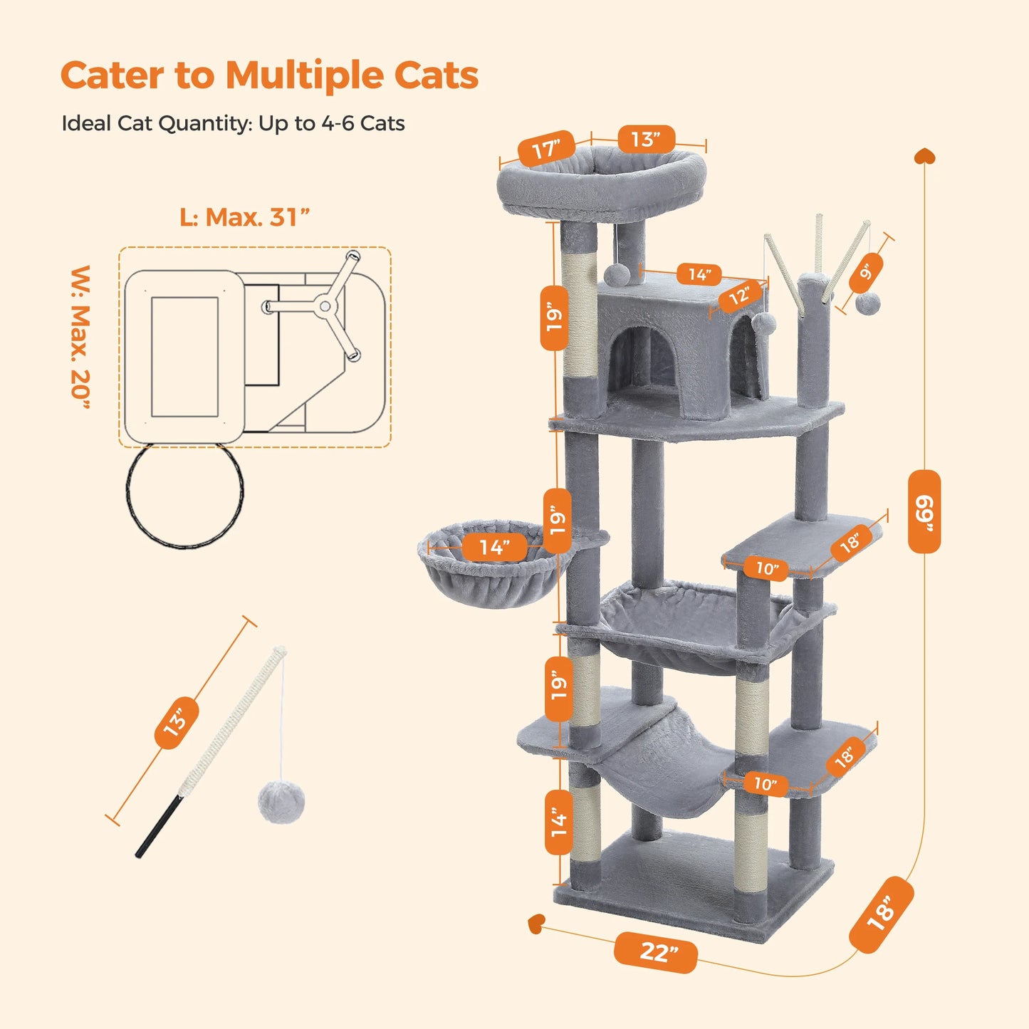 Cat Tree for Indoor Climbing with Scratching Post