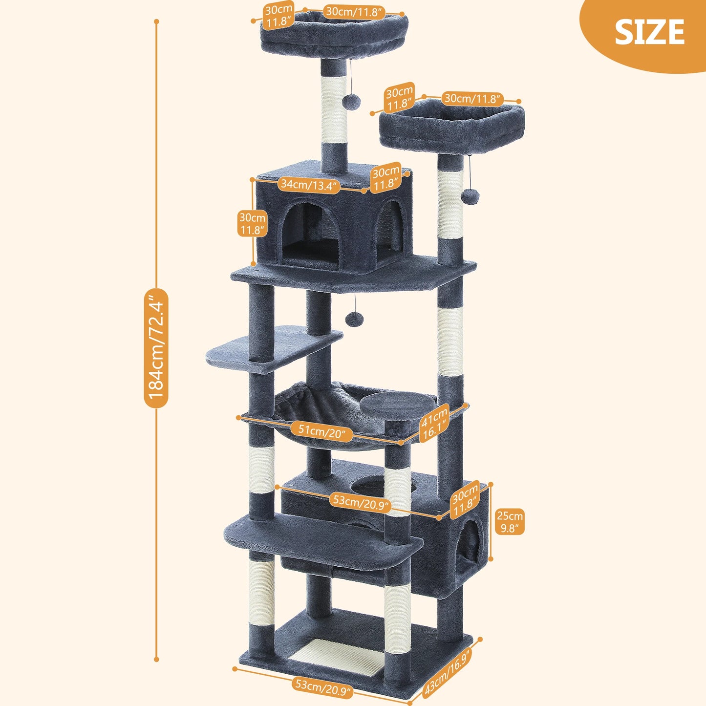 Large Cat Tree With  Padded Perches