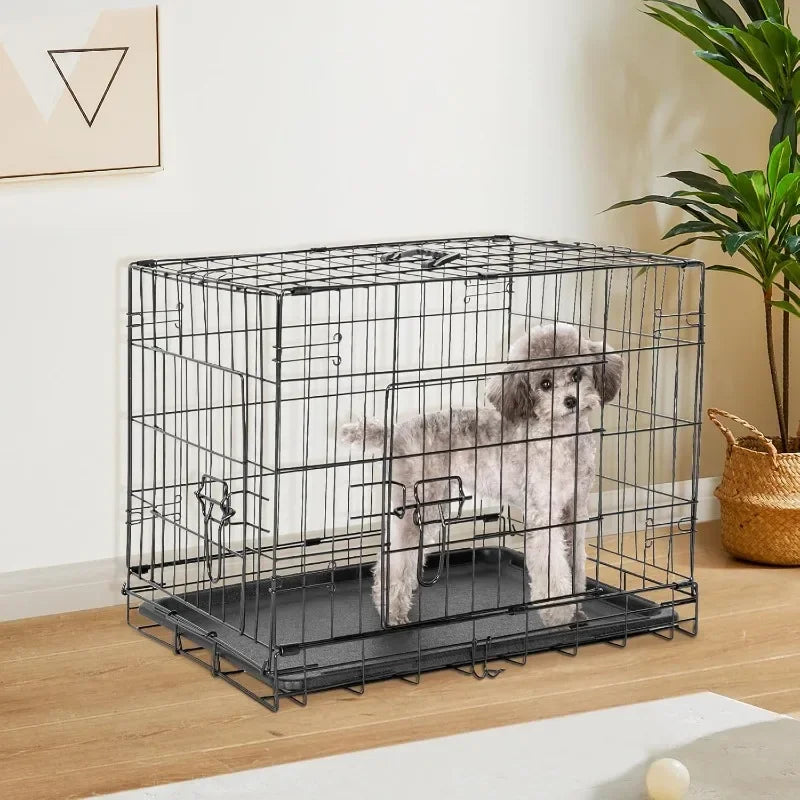 Double Door Folding Wire Dog Crate